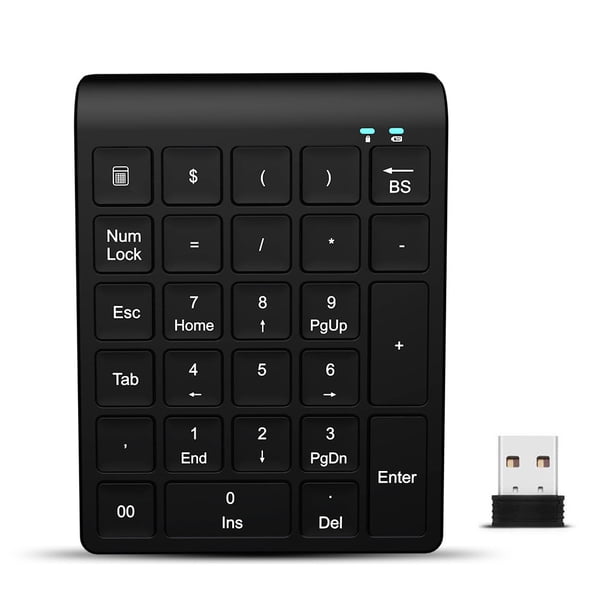 Tholdsy Mini teclado portátil para el hogar, teclado numérico Universal para ordenador portátil, teclado inalámbrico de 27 teclas, Juegos de teclado y mouse para computadora 2.4G