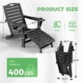 thumbnail image 6 of Ciokea Folding Adirondack Chair with Ottoman HDPE Pool Chair Pull Out Footrest with 2 Cup Holders Patio Garden Black, 6 of 9