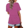 thumbnail image 6 of Yuzhih Summer Tops for Women 2024 V Neck Short Sleeve Stripe Printed Tshirts Casual Baggy Comfy Basic Shirts, 6 of 6