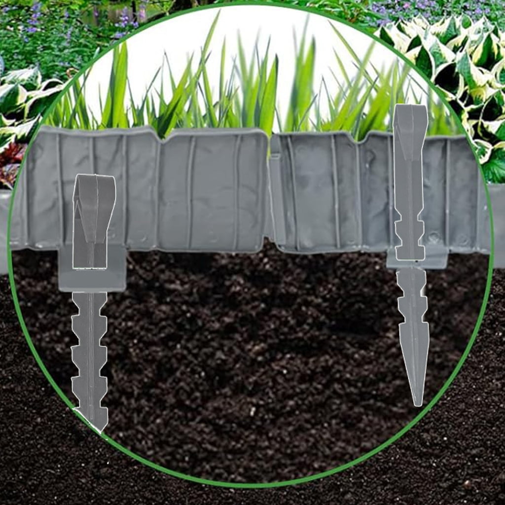 Landscape Edging Garden Border for Flowerbed Yard Anchoring Spikes Panels Decorative Rock Wall Edging