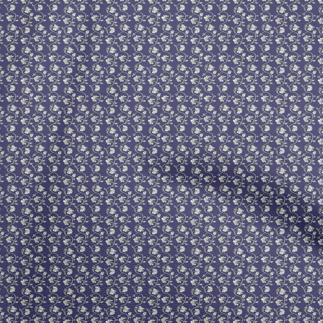 oneOone Cotton Jersey Dark Blue Fabric Asian Block Craft Projects Decor Fabric Printed By The Yard 58 Inch Wide