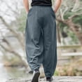 thumbnail image 3 of Blmnix Harem Pants Men Pants Joggers Baggy Low Rise Linen Pants Jeans Taper Long Green Summer Pants for Men,XXL, 3 of 4