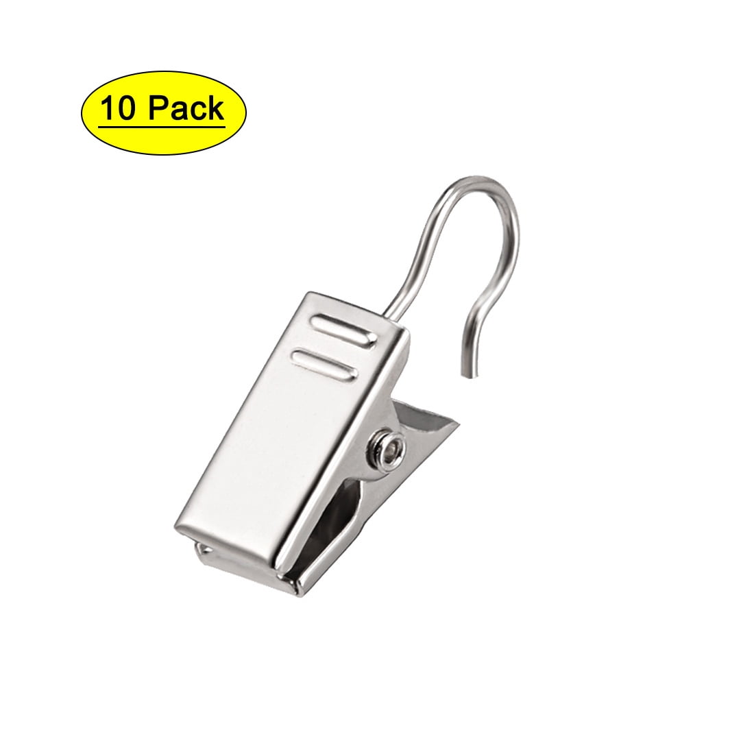 Curtain Clips with Hooks Metal 18mm Clip Length Silver Tone 10 Pcs
