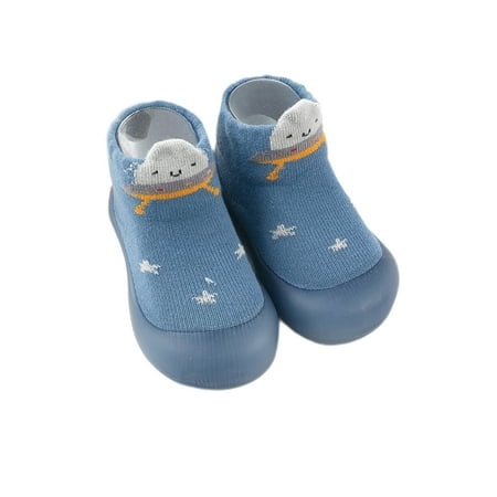 

Colisha Girls Boys Socks Rubber Sole Floor Sock Shoes First Walking Slippers Indoor Non-Slip Home Shoe Prewalker Slipper Blue 4.5C