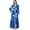 Blue, variant on Womens Embroidery Lace Abaya Evening Dress Long Sleeve V-neck Eid Dress Moroccan Kaftan Muslim Maxi Dress XXL Black