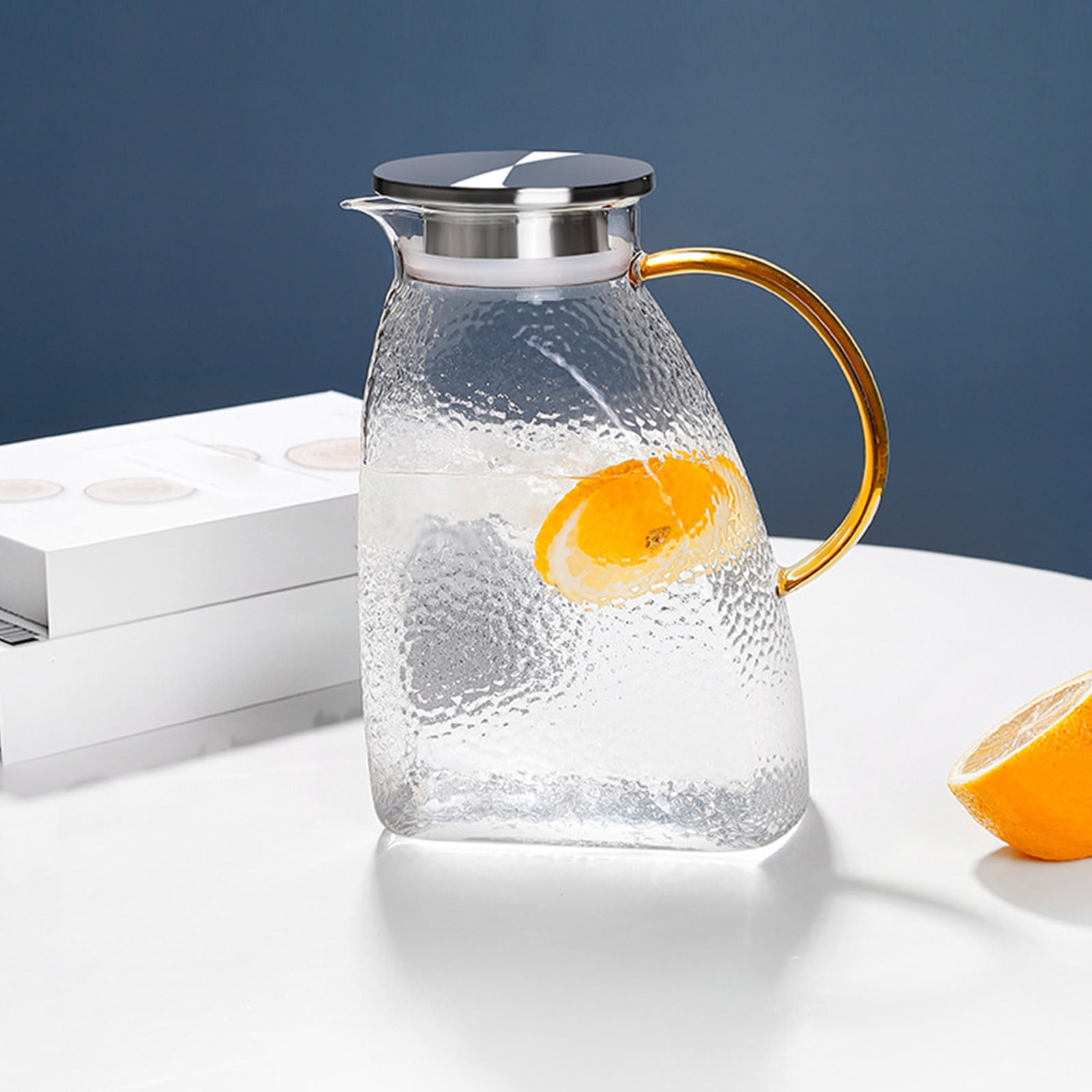 ViYW 1400ml Glass Pitcher with Lids for Fridge Glass Water Pitchers, Iced Tea Jugs for Fridge, Half Gallon Glass Water Jug for Cold Or Hot Beverages, Water,Tea, Milk
