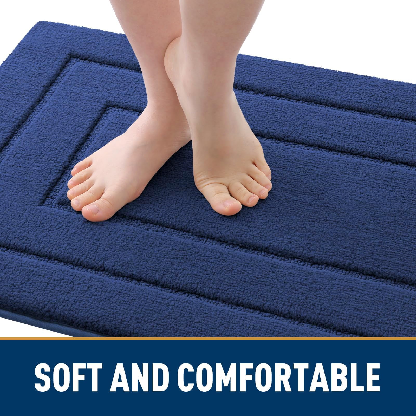 Buganda Door Mat for Inside, Absorbs Moisture and Low Profile Doormat Outdoor, Dirt Trapper Rugs for Entryway, 20"x30", Navy Blue