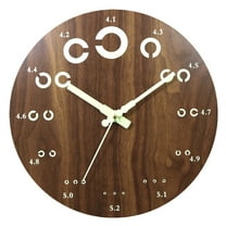 CUGBO Luminous Wall Clock, 12 Inch Modern Silent Non Ticking Round Night Light Wooden Wall Clock, Imitate Eye Chart Design Luminous Clock for Bedroom Kitchen Living Room Office School  (Brown)