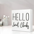 thumbnail image 5 of Zomyto 7x7 In Funny Bathroom Wooden Box Sign,Hello Sweet Cheeks Wood Desk Sign, 5 of 7