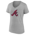 thumbnail image 2 of Women's Gray Atlanta Braves Official Logo V-Neck T-Shirt, 2 of 3