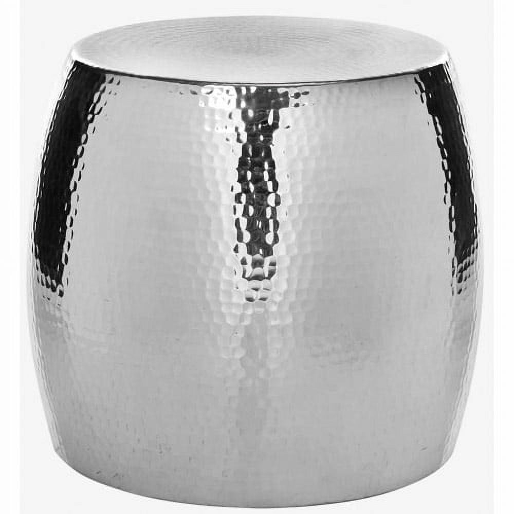 Safavieh Odin Polished Aluminum Round Hammered Stool, Silver