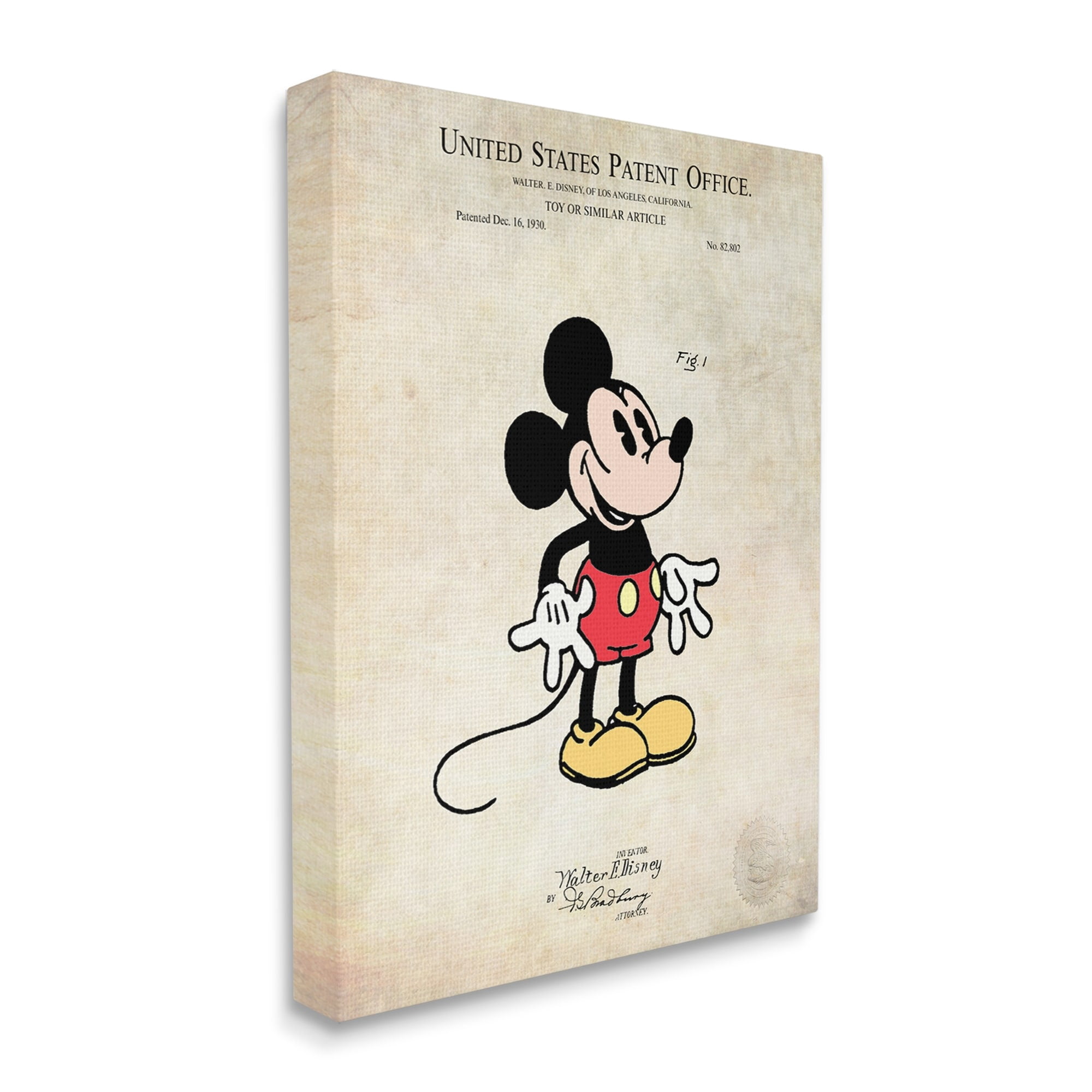 Stupell Industries Toy Character Diagram Patent Design Vintage Style Canvas Wall Art, 30 x 40, Design by Karl Hronek