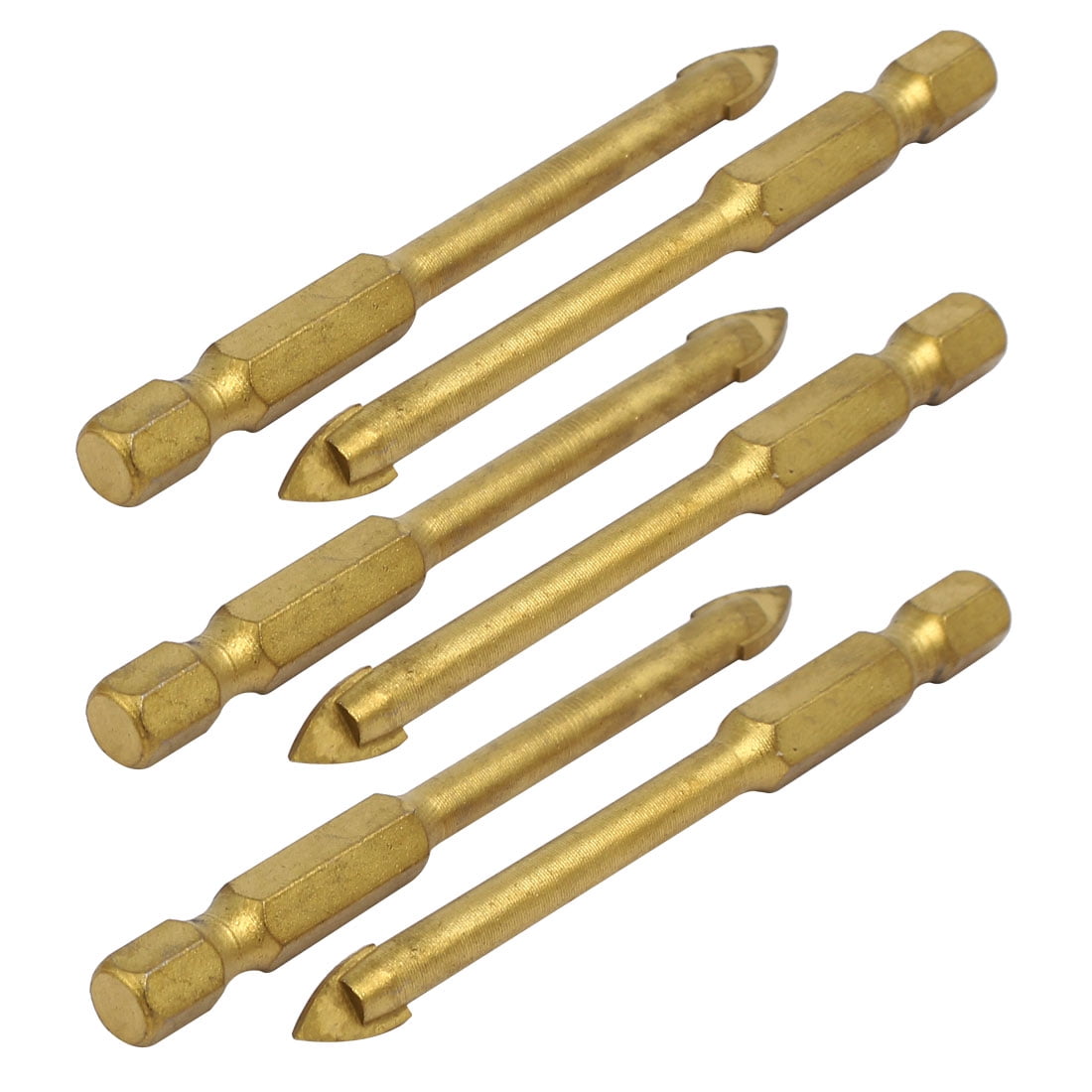 6mm Tip 75mm Length 6.35mm Hex Shank Triangle Head Tile Drill Bit 6pcs