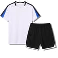 thumbnail image 2 of Odeerbi Conjunto de Entrenamiento de Fútbol Seco Rápido Para Chicos Y Niñas Malla Color Bloque Pantalones Cortos de Camiseta Conjuntos Atléticos Respirables Para 5-15 Años, 2 of 8
