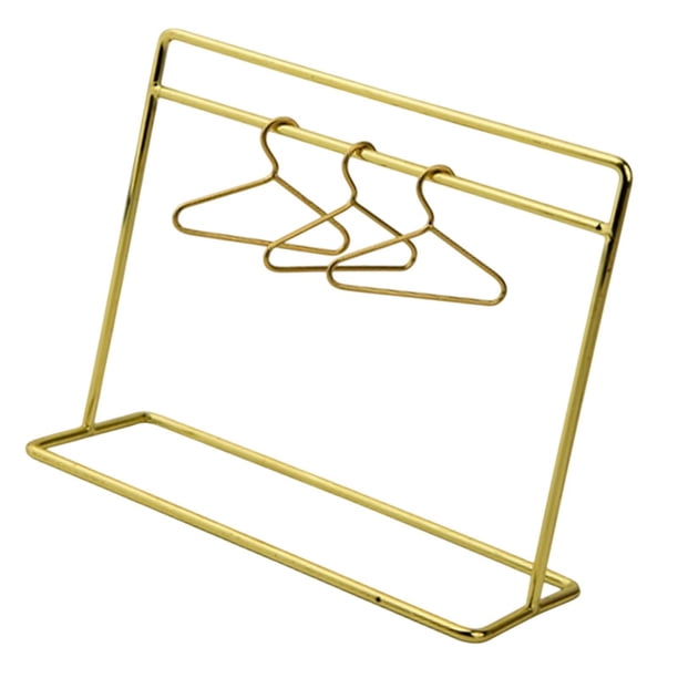 Partita de prenda de muñecas con perchas, muebles de muñecas muebles a escala 1/12 mini ropa de ropa de metal para accesorios de fotos suministros de Oro