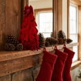 thumbnail image 5 of Kmonabie Mini Tabletop Christmas Tree Decor, Velvet Small Bow Tree Ornament Centerpiece, Holiday Desktop Decoration for Home Bedroom Fireplace Party, Red, 5 of 7