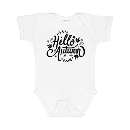 

Inktastic Fall Season Hello Autumn in Black Gift Baby Boy or Baby Girl Bodysuit