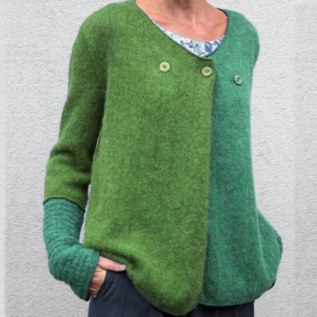 V Neck Button Knitted Sweater 