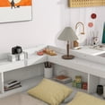 thumbnail image 4 of Full Bed Frame with Storage Bookcase and Drawers, Multifunctional Wood Platform Bed for Bedroom, White, 4 of 10