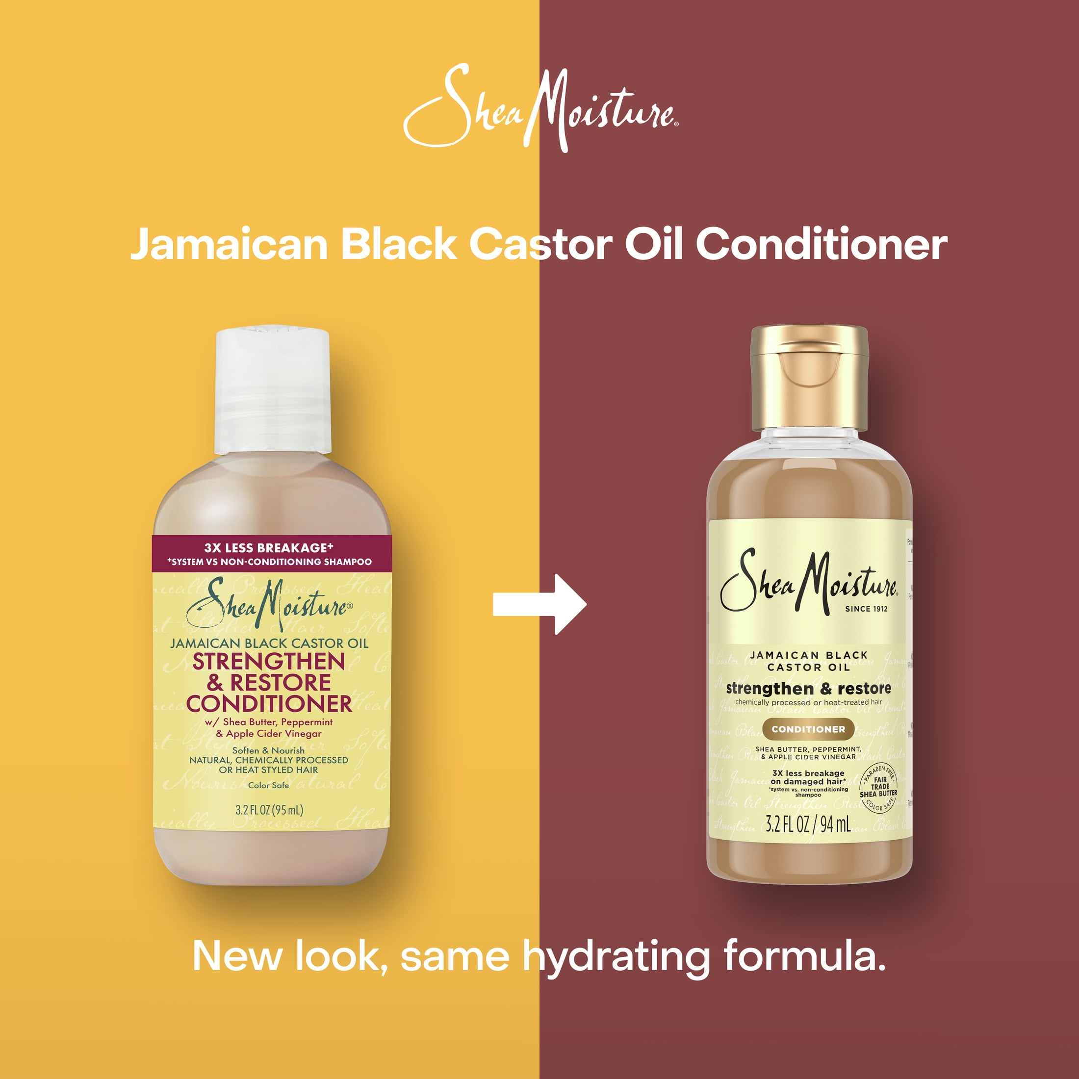 (2 pack) SheaMoisture 100% Pure Jamaican Black Castor Oil Strengthen and Restore Deep Conditioner, 3.2 fl oz