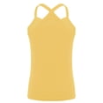 thumbnail image 2 of Lejafay Kids Girls Dance Tank Tops Cross Back Basic Camisole Knit Spaghetti Straps Vest Sleeveless Yellow 120, 2 of 5