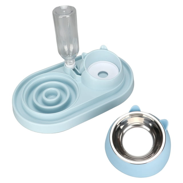 Juego de cuencos de comida y agua para gatos, alimentación lenta, agua potable automática y cuenco de comida para gatos para cachorros, gatitos y conejos