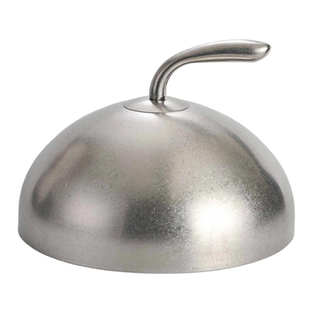 Tapa de acero inoxidable con asa, versátil y ligera, para cocinar filetes. Retro de 14 cm