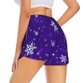 thumbnail image 4 of Picia Dark Purple Snowflakes Pattern Women's 2 in 1 Athletic Running Shorts High Waisted Workout Casual Gym Sweat Shorts with Comfy Liner Zipper Pockets-Medium, 4 of 9
