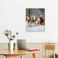 thumbnail image 2 of COMIO 'Christmas Santa Claus' w/ Horses Canvas Wall Art Painting Artwork - 20x16 Inch White, 2 of 3