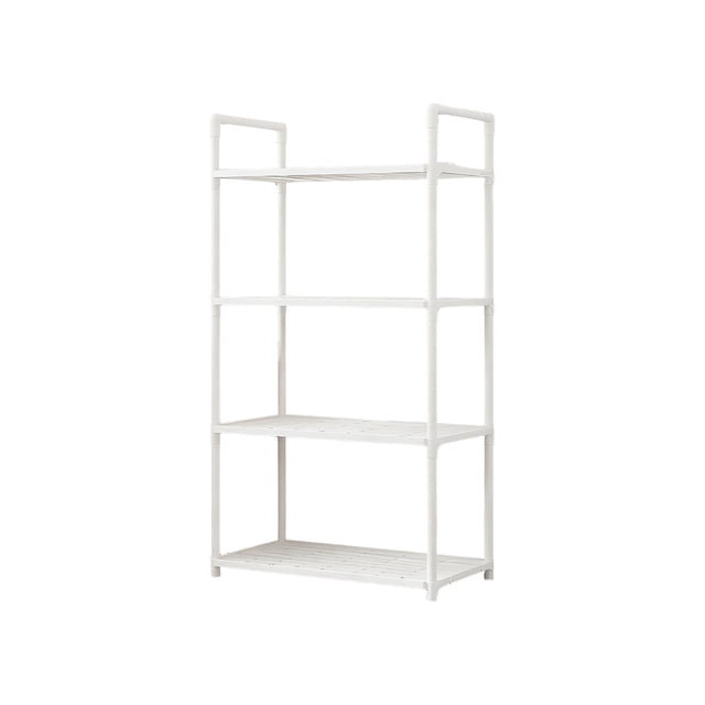 White S Multi Layer Plastic Rolling Storage Cart With Wheels For Kitchen Bathroom Office 45.28X19.88 Inch