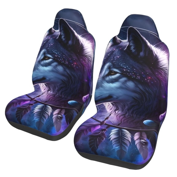 Vsdgher Feathered Wolf Automotive Seat Covers for Cars Trucks and SUVs – Car Seat Covers for Truck Seat Protectors Set of 2
