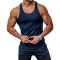 thumbnail image 2 of Inadays Men's Workout Tank Top Gym Fitness Athletic Shirts Quick Dry Bodybuilding Sleeveless Plain Muscle T Shirts, Dark Blue, L, 2 of 7