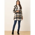 thumbnail image 3 of Abrigo De Cuadros De Invierno Doble Botonadura Solapa Mujer Allegra K Caqui Negro XS, 3 of 6