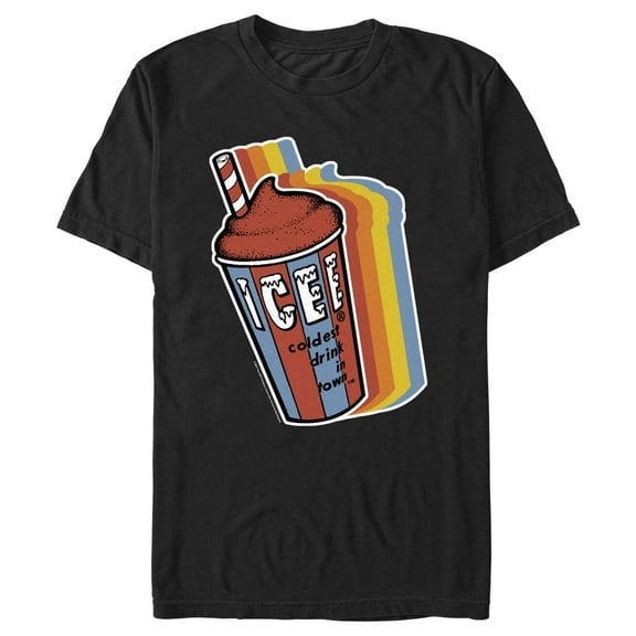 Men's ICEE Coldest Drink in Town Retro Rainbow  Graphic Tee Black Medium
