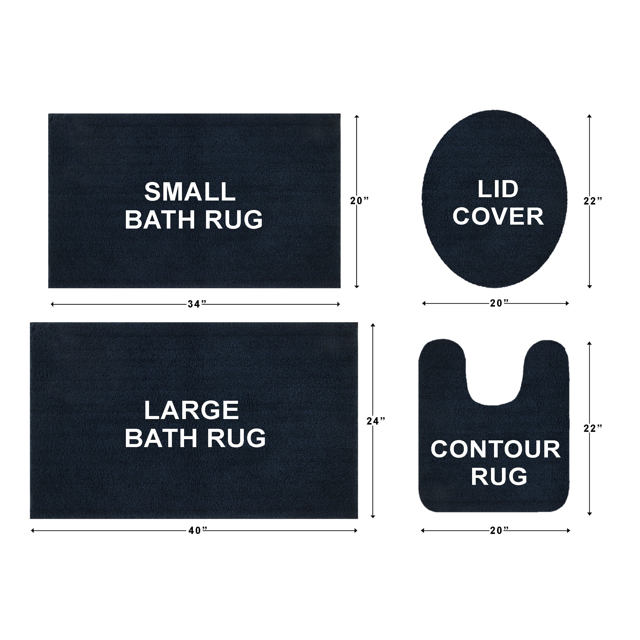 Mainstays Performance Recycled Polyester 3 Piece Bath Rug Set, Washed Indigo