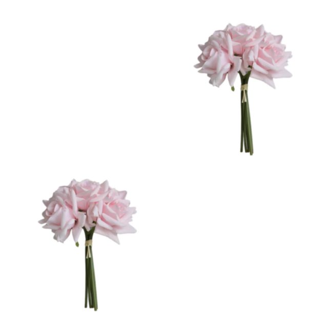 Inteprter Rosas artificiales 5 cabezas Flores falsas Novia Boda Ramo de flores Real Touch Ceremonia Evento Propuesta Blanco Rosa Type3 NO3
