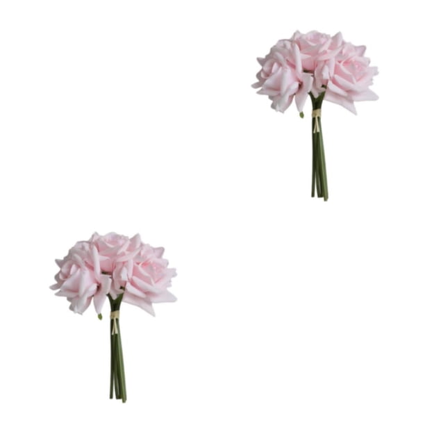 Inteprter Rosas artificiales 5 cabezas Flores falsas Novia Boda Ramo de flores Real Touch Ceremonia Evento Propuesta Blanco Rosa Type3 NO3