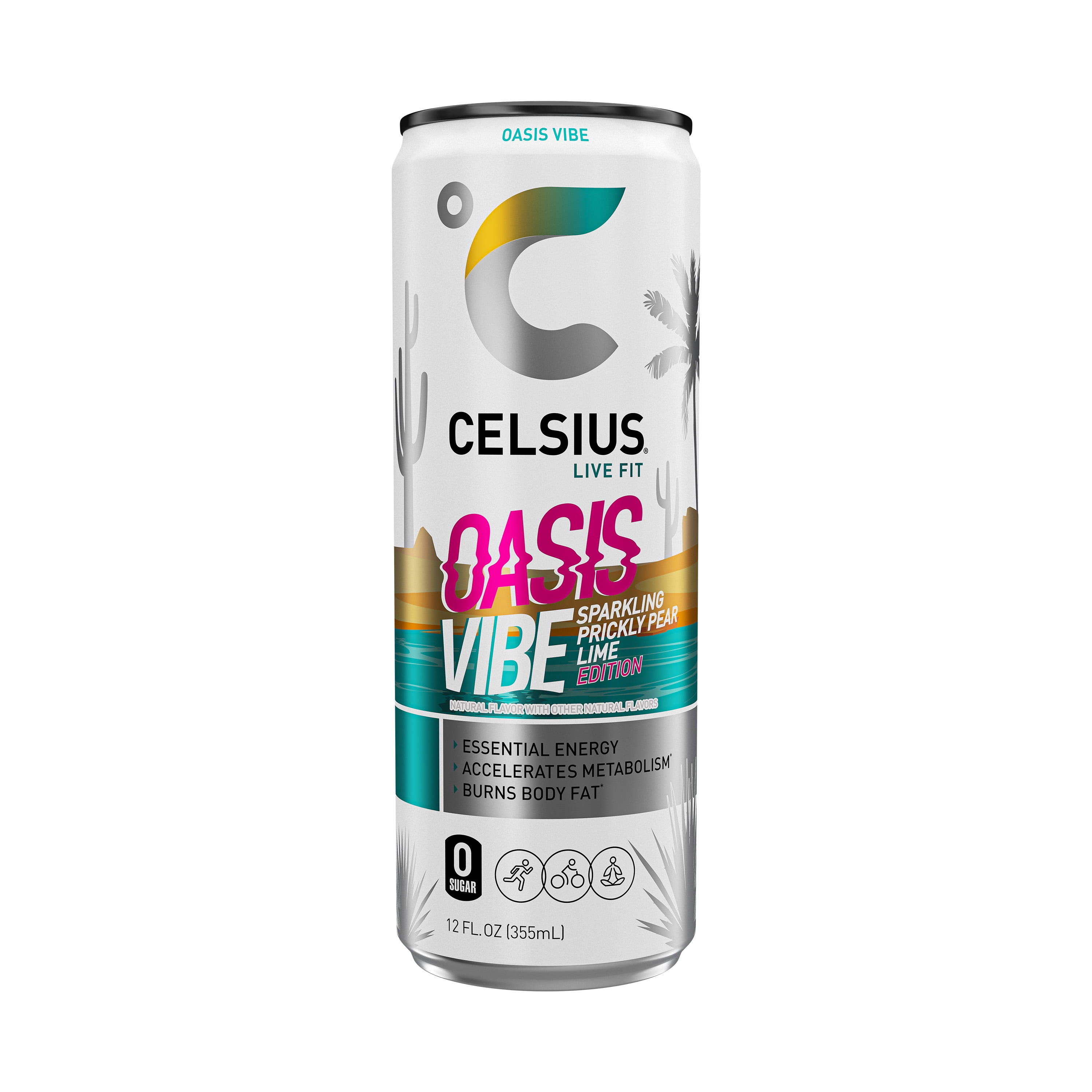 (5 pack) CELSIUS Sparkling Oasis Vibe, Functional Energy 12 fl oz Single Can
