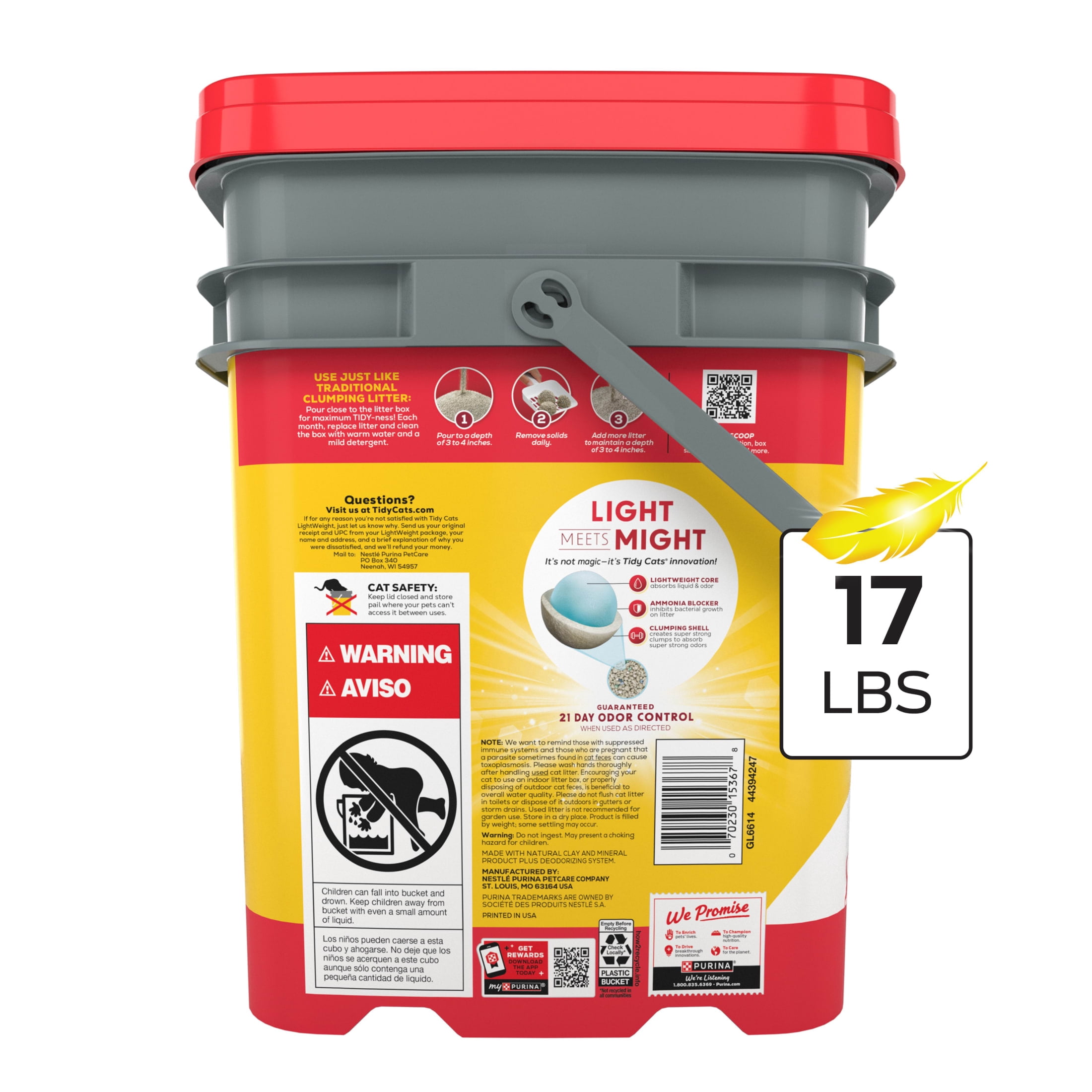 Purina Tidy Cats 24/7 Performance LightWeight Cat Litter, Clean Linen Scent, 17 lb Pail