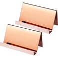 thumbnail image 1 of Paquete de 2 soportes para tarjetas de presentación de acero inoxidable, organizador de escritorio para tarjetas de presentación (oro rosa), 1 of 5
