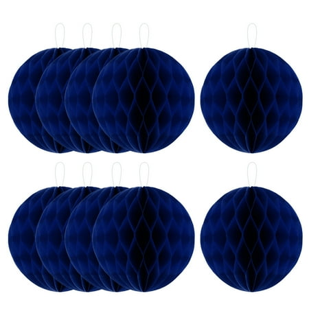 Paper Party Lanterns - Wedding Party Paper Round Hanging Lantern Honeycomb Ball Decor Royal Blue 10pcs
