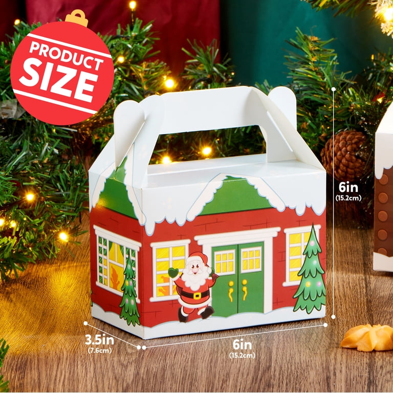 Joyfy 24 Pcs 3D Christmas House Cardboard Boxes for Holiday Xmas