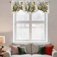 thumbnail image 3 of Tie Up Valances for Windows, Yellow Blue Floral Leaves Adjustable Valance Curtains Window Treatment for Living Room/Bedroom, Vintage Flowers Botanical Rod Pocket Kitchen Curtains & Drapes 54x18 Inch, 3 of 9
