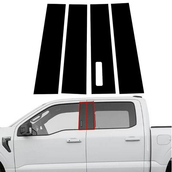 4pcs Glossy Black B Pillar Post Door Covers Trim For 2015-2021 Ford F-150 with Keypad