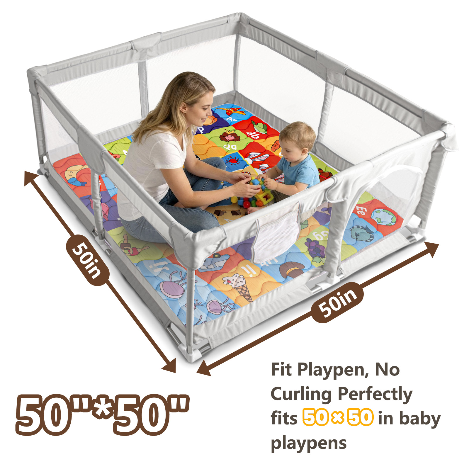 Beavtaens Baby Play Mat 50" × 50" Foam Playpen Mat photo 7