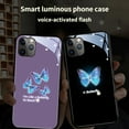 thumbnail image 3 of Smart Incoming Call Voice Control Colorful Light Butterfly Case for iPhone 13 12 11 Pro Max Mini X XS XR SE 8 7 6 6S Plus Shell, Tempered Glass Back(12 Pro Max,Purple), 3 of 8