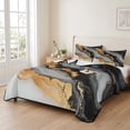 thumbnail image 2 of Twin Quilt Set 68''x86'', Black Golden Lightweight Summer Bedspread Coverlet Set with 2 Pillow Shams, Marble Modern Ink Painted Breathable All Season Quilt Bedding for Dorm/Bedroom, 2 of 9