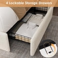 thumbnail image 4 of Queen Size Bed Frame with 4 Storage Drawers & Storage Headboard, Platform Bed Frame with Charging Station, USB Ports and LED Light, Noise-Reducing Metal Support, No Box Spring Needed, 4 of 7
