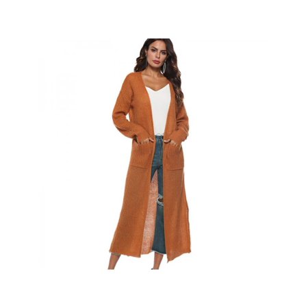 Topumt Topumt Women Full Length Cardigan Open Front Knitting