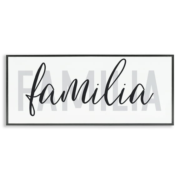 Stupell Industries Familia con Diseño Minimalista Typography and Symbols Painting Black Framed Art Print Wall Art, 24 x 10